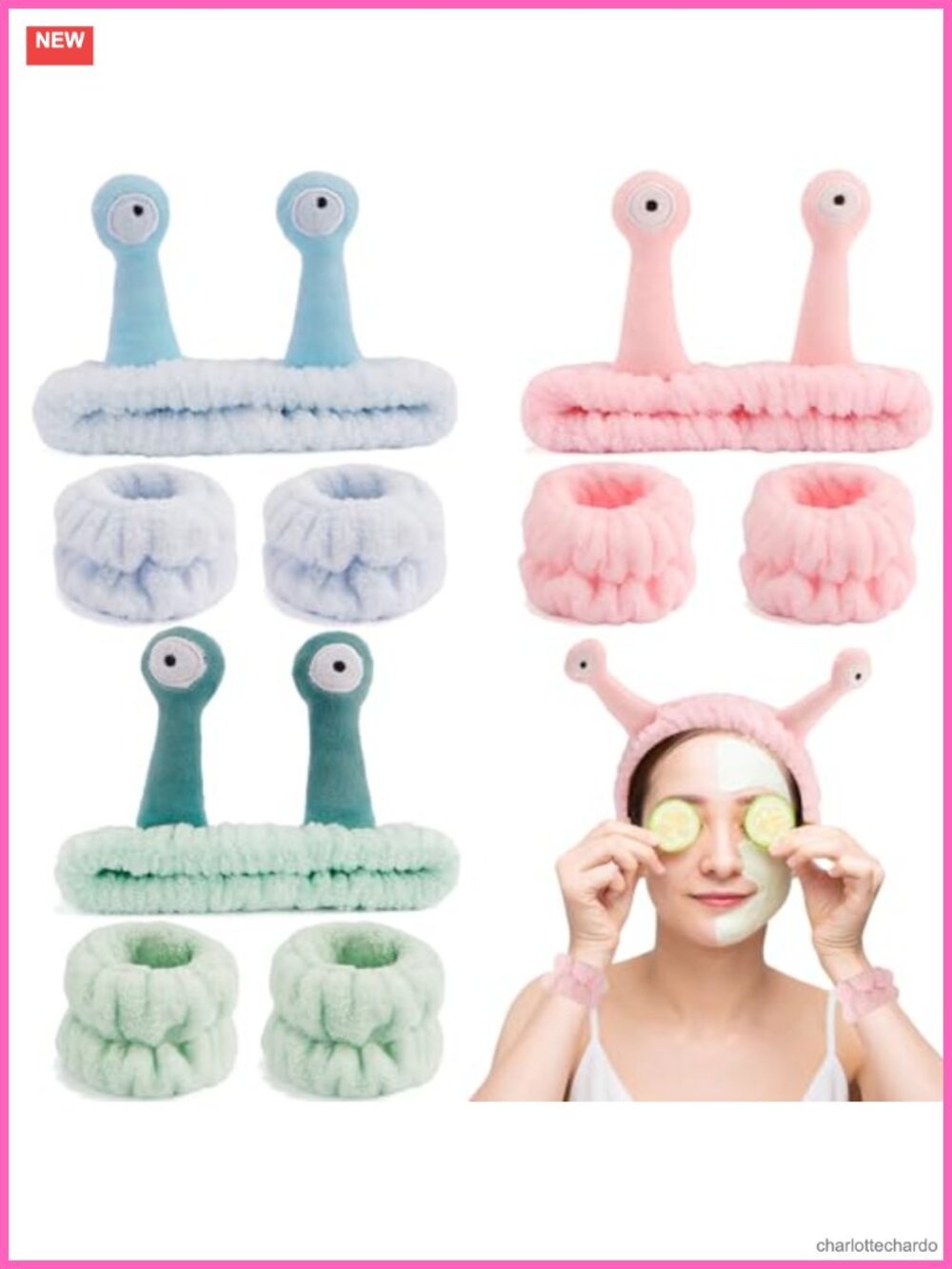 9 Pc Microfiber Spa Headbands & Wristbands Set for Face Wash